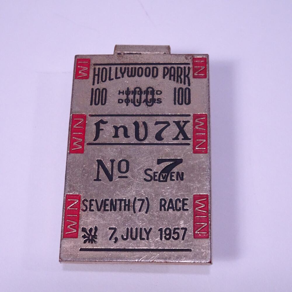 Vintage Hollywood Park 100 Dollars FnU7X Seventh 7 Race July 1957 Money Clip